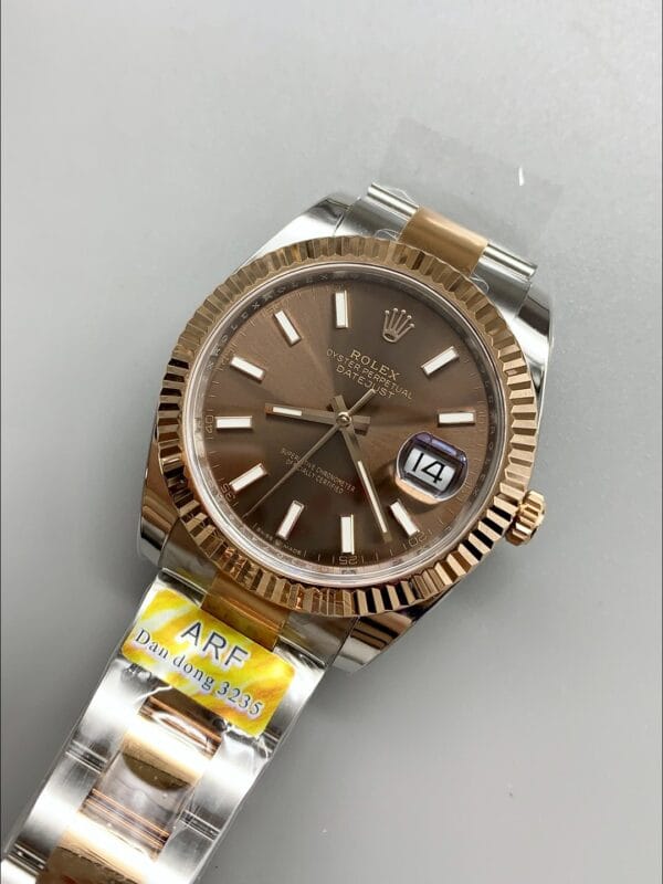 ロレックス デイトジャスト 41MM ツートーン ローズゴールド ブラウンダイヤル ウォッチ（1:1スーパークローン）