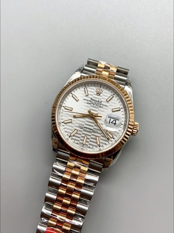 ロレックス デイトジャスト 41MM ツートーン ローズゴールドプレート フルーテッドダイヤル ウォッチ（1:1スーパークローン）