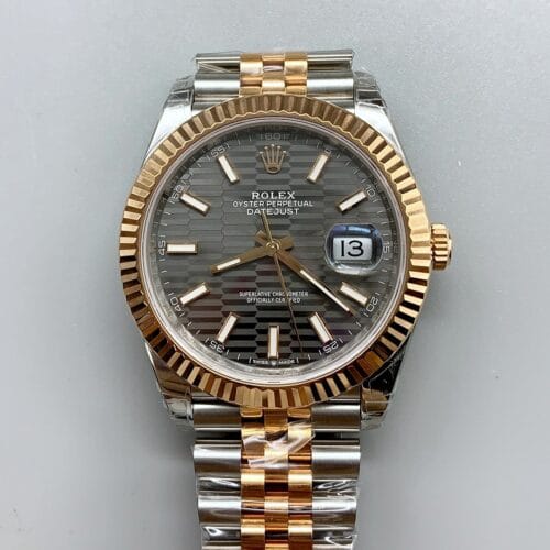 ロレックス デイトジャスト 41MM ツートーン ローズゴールドプレート フルーテッドダイヤル ウォッチ（1:1スーパークローン）